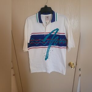 Manhattan Nature Knit Adult Vintage Graphic Polo 90s Style Size Small NWT Retro